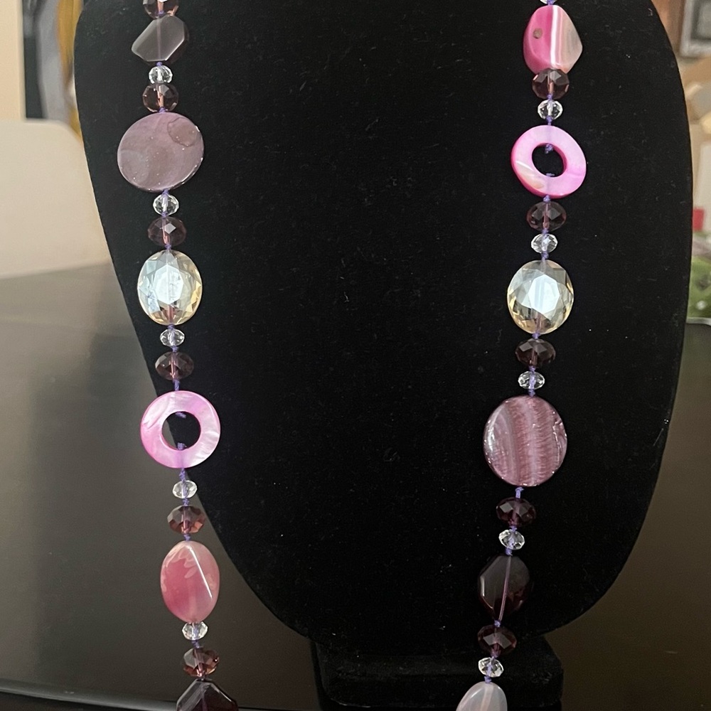 Elegant Pink and Purple Beaded Necklace